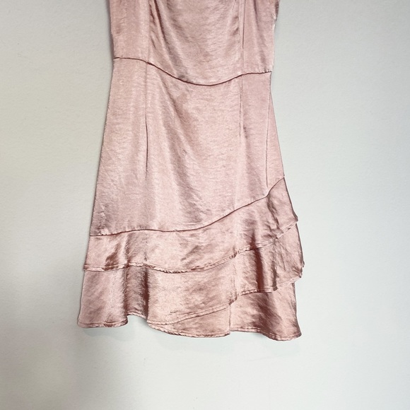 Lulus Dreams Come True Satin Ruffled Mini Dress True Barbiecore Rose Pink Sz XS - Picture 7 of 11